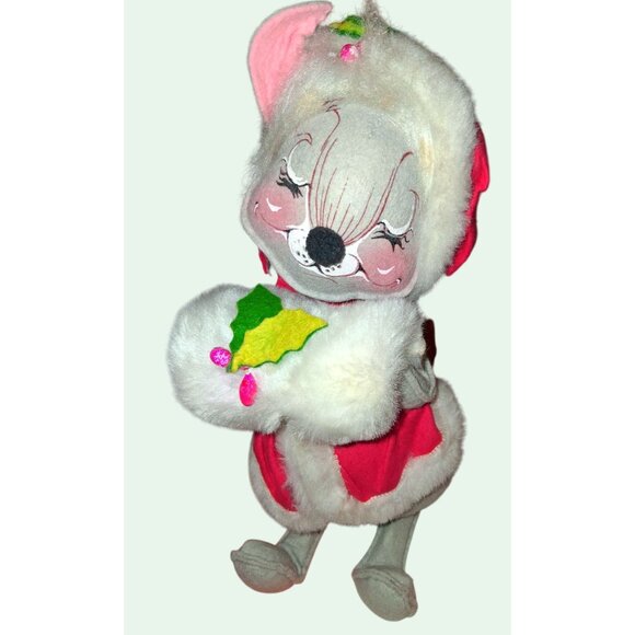 HUGE Vintage Annalee Christmas Santa & Mouse Plush Figurines 18" & 14" Handcraft - Picture 4 of 16